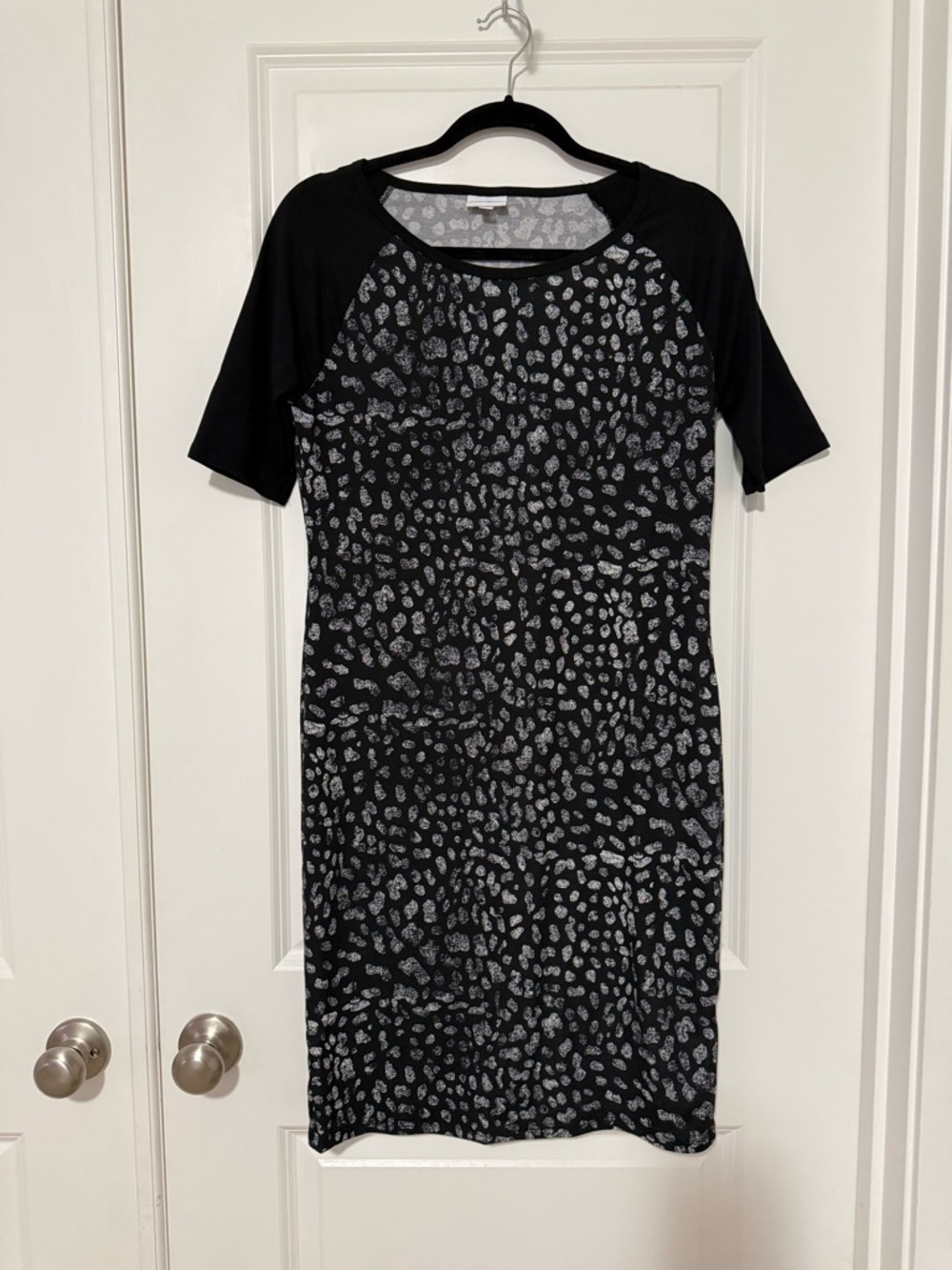 LuLaRoe Black and Silver Printed Midi Dress